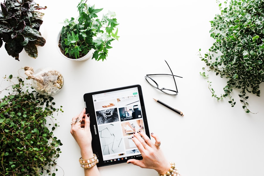 Person browsing an online store on a tablet