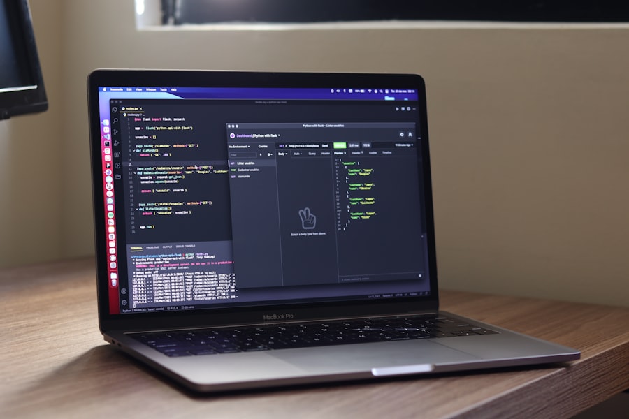 Laptop showing an API development environment
